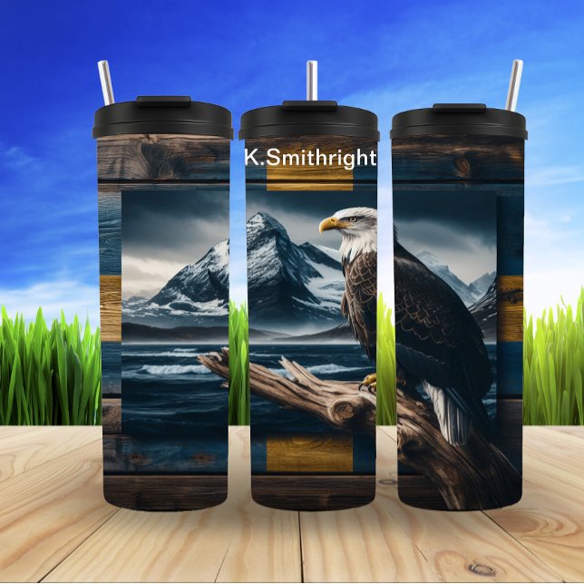 Adler mit Ozeangebirge Thermosbecher (Von Creator hochgeladen)