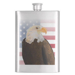 Adler mit verblasster amerikanischer Flagge Flachmann