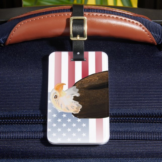 Adler mit verblasster amerikanischer Flagge Gepäckanhänger (Vorderseite Insitu 2)