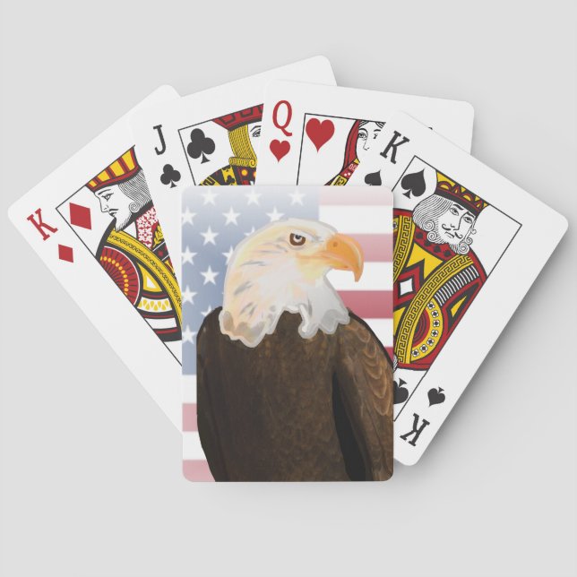 Adler mit verblasster amerikanischer Flagge Spielkarten (Rückseite)