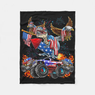 Adler Monster Truck Dinosaur 4. Juli Amerika Patri Fleecedecke