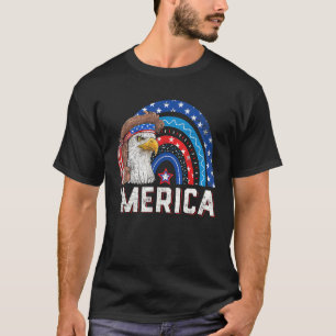 Adler Mullet 4. Juli Regenbogen USA Amerikanische T-Shirt