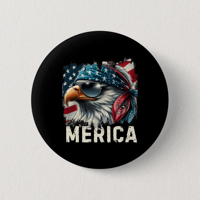 Adler-Mullet-Sonnenbrille Merica 4. Juli USA Ameri Button (Vorderseite)