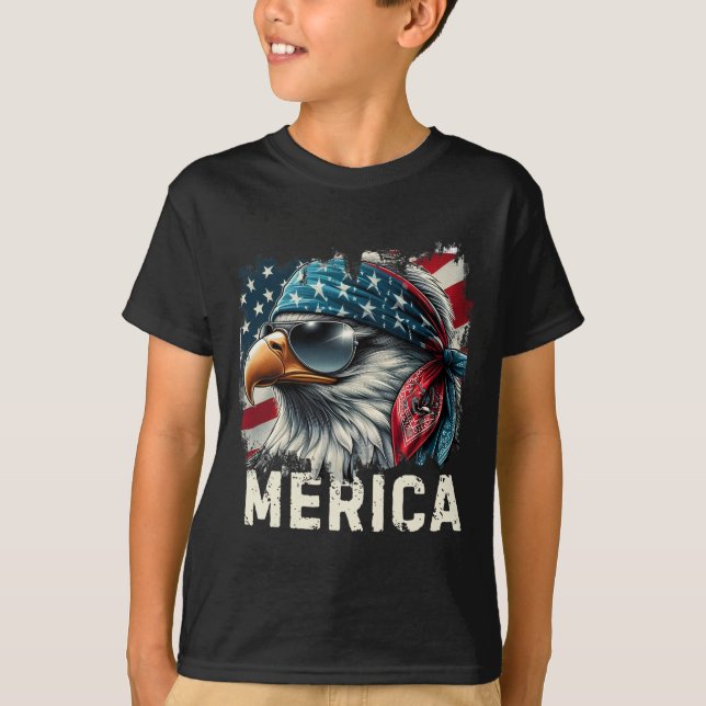 Adler-Mullet-Sonnenbrille Merica 4. Juli USA Ameri T-Shirt (Vorderseite)