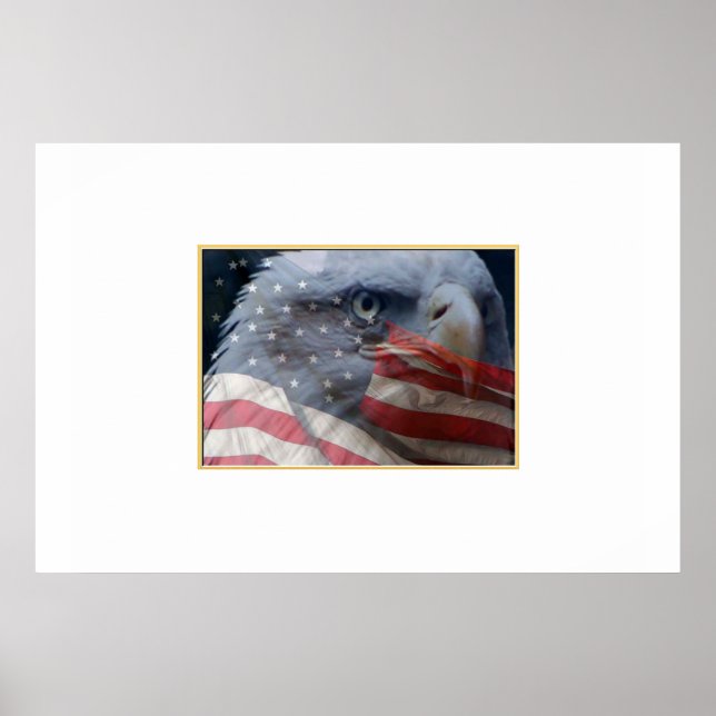 Adler Nah mit Flag Poster (Vorne)