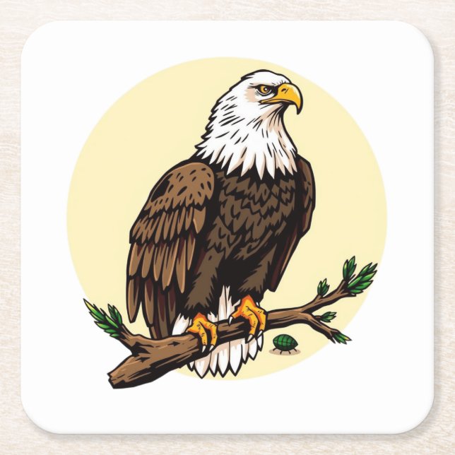 Adler Rechteckiger Pappuntersetzer (Vorderseite)
