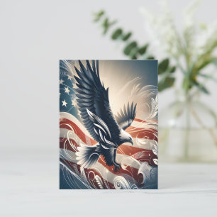 Adler steigt über Amerika auf Postkarte