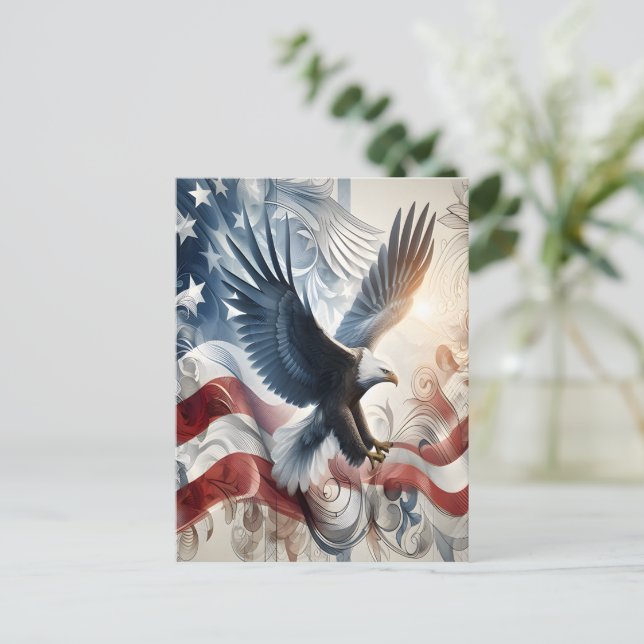 Adler stürzt durch die Sterne Postkarte (Stehend Vorderseite)