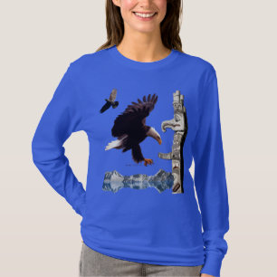 Adler, Totem Pole, Raven & Mountain Szene T-Shirt