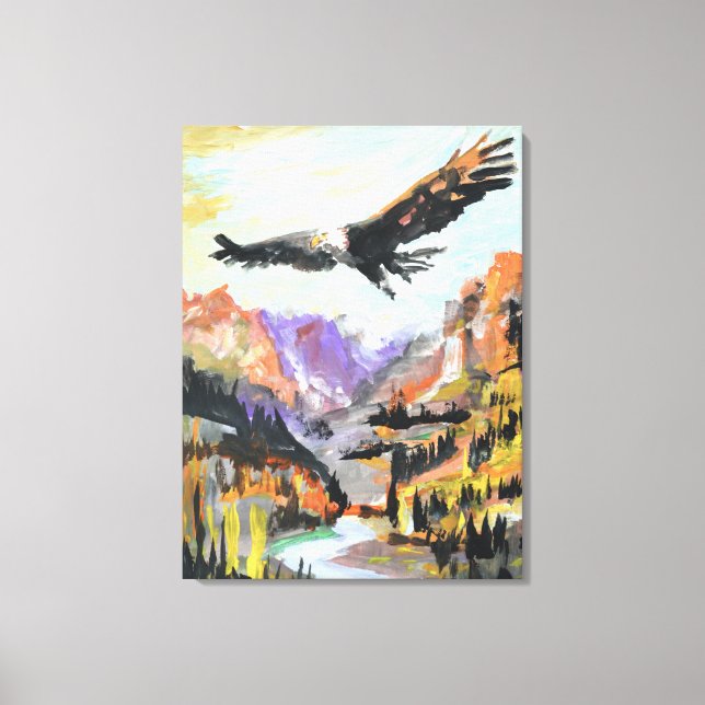 Adler über Bergtal Leinwanddruck (Vorderseite)