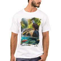 Adler über Gebirgsbach Natur-Wildlife-T-Shirt