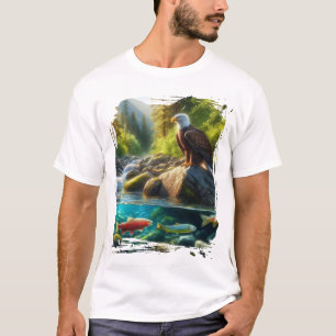Adler über Gebirgsbach Natur-Wildlife-T-Shirt T-Shirt