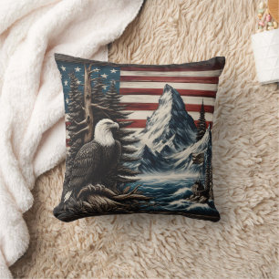 Adler über Landschaftliche amerikanische Landschaf Kissen