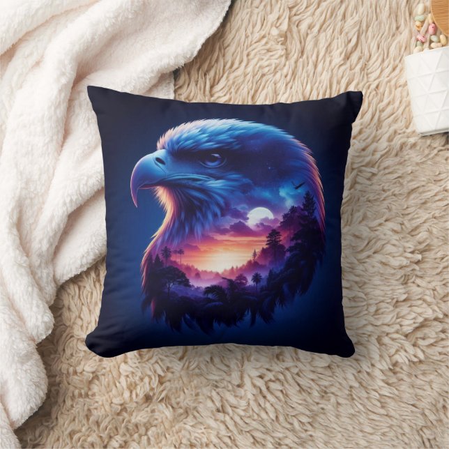 Adler überlagert mit mystischer Sonnenuntergangsla Kissen (Decke)