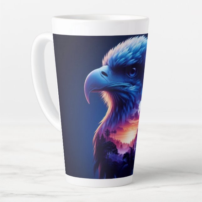 Adler überlagert mit mystischer Sonnenuntergangsla Milchtasse (Linke Ecke)