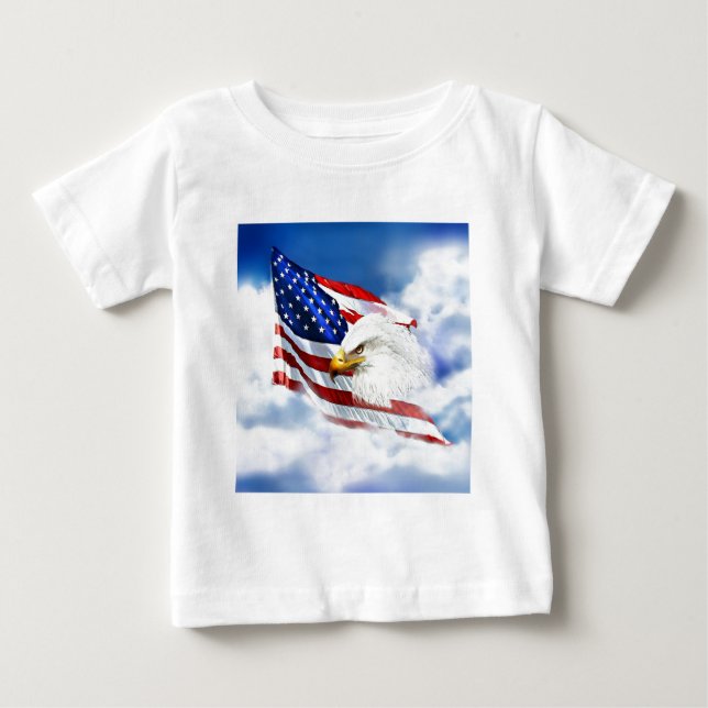 Adler und amerikanische Flagge Baby T-shirt (Vorderseite)