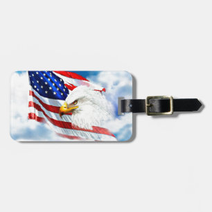 Adler und amerikanische Flagge Gepäckanhänger