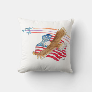 Adler und amerikanische Flagge Kissen