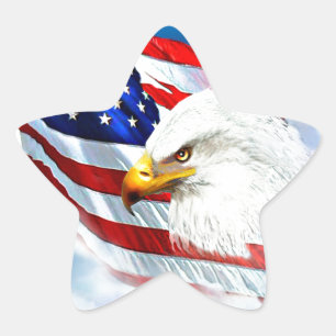 Adler und amerikanische Flagge Stern-Aufkleber