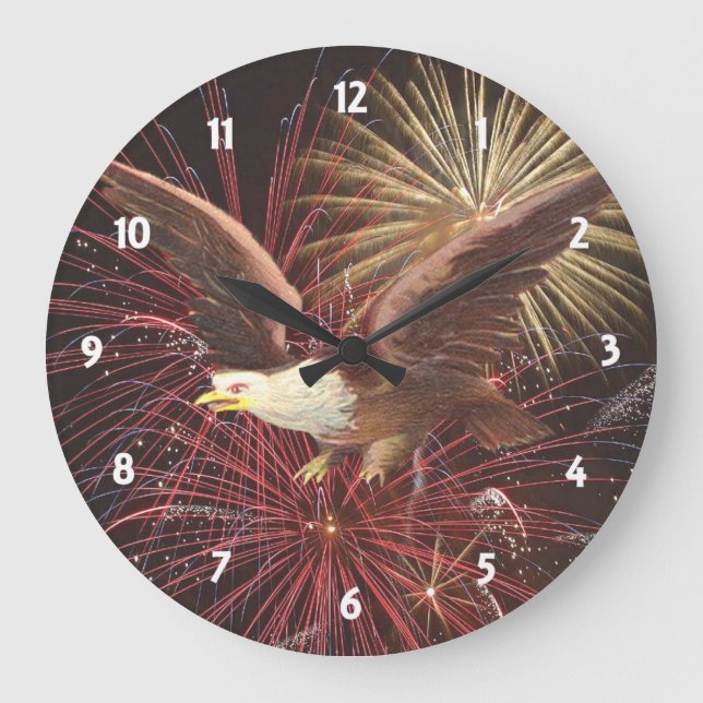 Adler- und Feuerwerksuhr Große Wanduhr (Vorderseite)