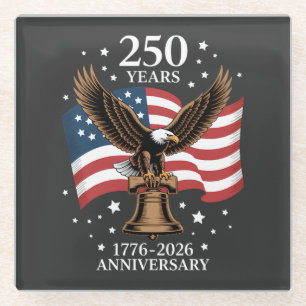 Adler und Flagge 250 Jahre Amerika 1776-2026 Glasuntersetzer
