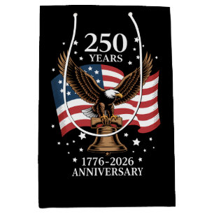 Adler und Flagge 250 Jahre Amerika 1776-2026 Mittlere Geschenktüte
