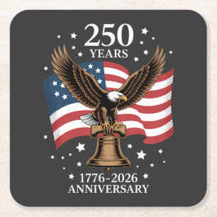 Adler und Flagge 250 Jahre Amerika 1776-2026 Rechteckiger Pappuntersetzer