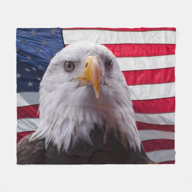 Adler und Flagge Fleecedecke (Vorderseite (Horizontal))