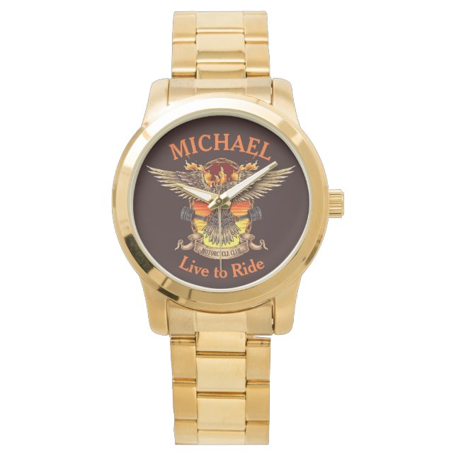 Adler und Flammen Biker Watch Armbanduhr (Vorderseite)