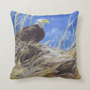 Adler- und Glatzadler-Nestmalvögel Kissen
