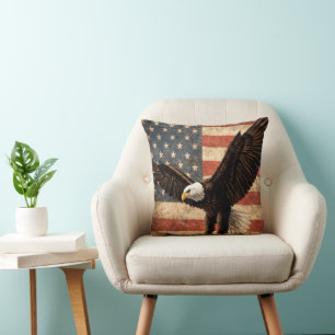 Adler und US-amerikanische Flagge Kissen