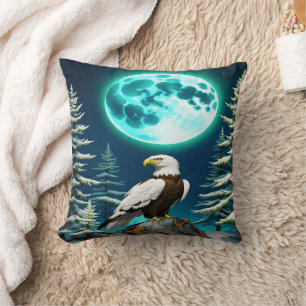 Adler unter dem Mondlichter Winterhimmel Kissen