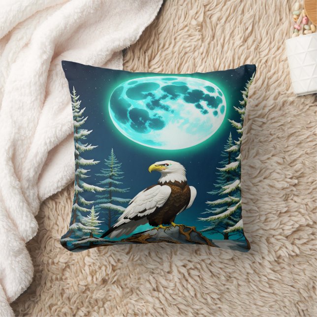 Adler unter dem Mondlichter Winterhimmel Kissen (Decke)