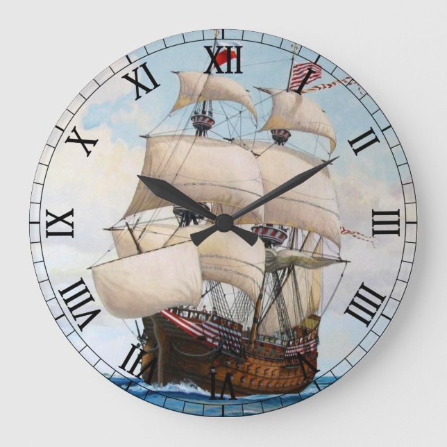 Adler von Lübeck Ship - Custom Clock Große Wanduhr (Vorderseite)