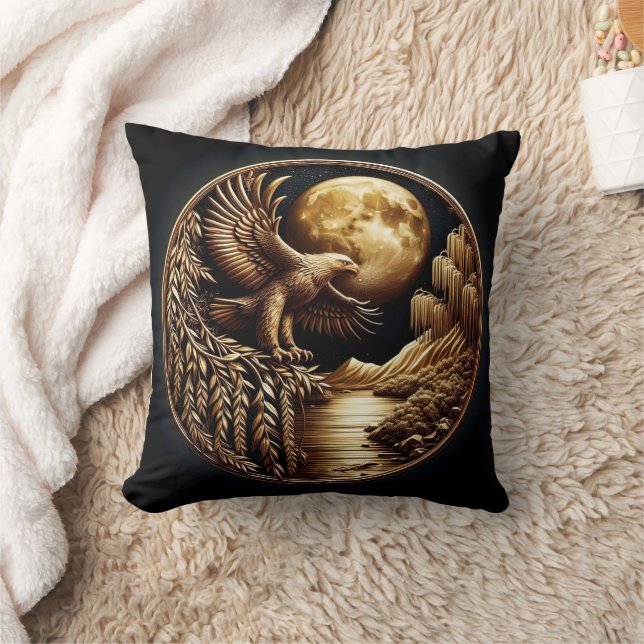 Adler von Moonlit Waters in der Nacht Kissen (Decke)
