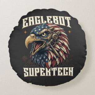 Adlerbot Supertech Kybernetischer Patriotischer Ad Rundes Kissen