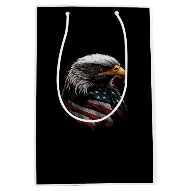 Adlerdesign mit amerikanischer Flagge Mittlere Geschenktüte (Vorderseite)