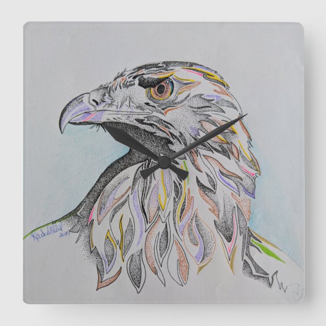 Adlerfisch, Wildadler, Wildvogel, Baldadler, Kunst Quadratische Wanduhr (Vorderseite)