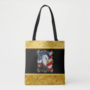 Adlerkopf und Goldfolie der amerikanischen Flagge Tasche