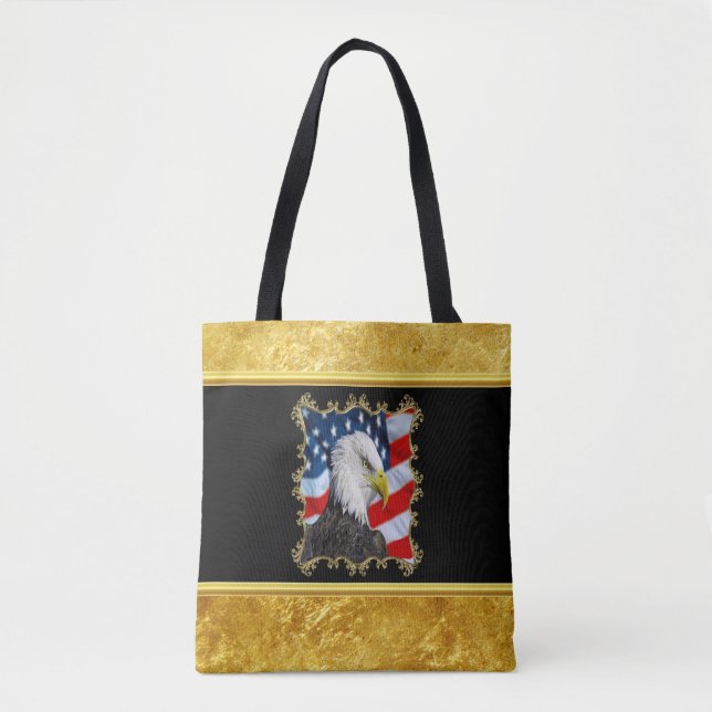 Adlerkopf und Goldfolie der amerikanischen Flagge Tasche (Vorderseite)