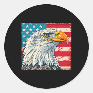 Adlerkopf USA-Flagge US-Flagge Runder Aufkleber