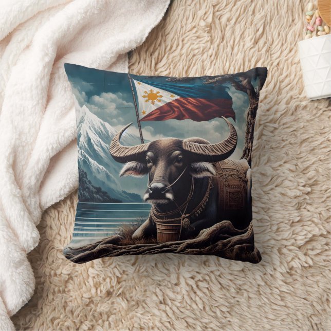 Adlerlogo mit amerikanischem Flaggendesign Kissen (Decke)