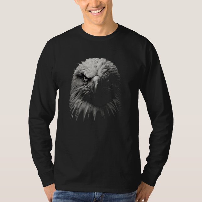 Adlerportrait in Schwarz und Weiß T-Shirt (Vorderseite)