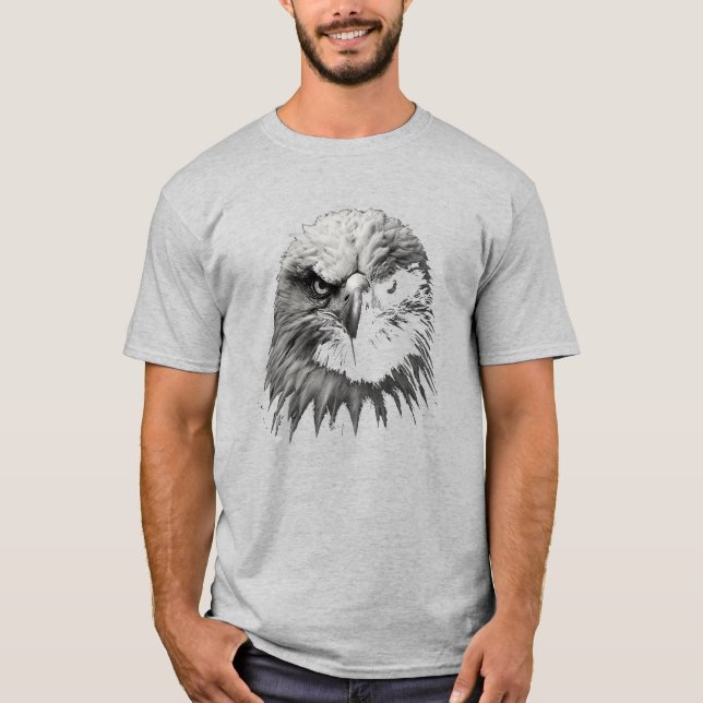 Adlerportrait in Schwarz und Weiß T-Shirt (Vorderseite)