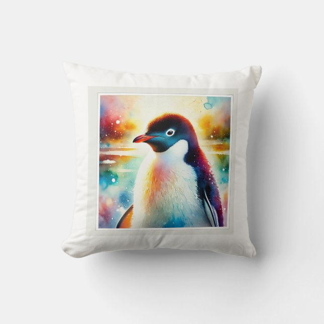 Adlie Penguin 210624AREF105 - Watercolor Kissen (Vorderseite)