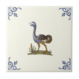 Adlige Baby Ostrich Vogel Repro Antique Delft Fliese