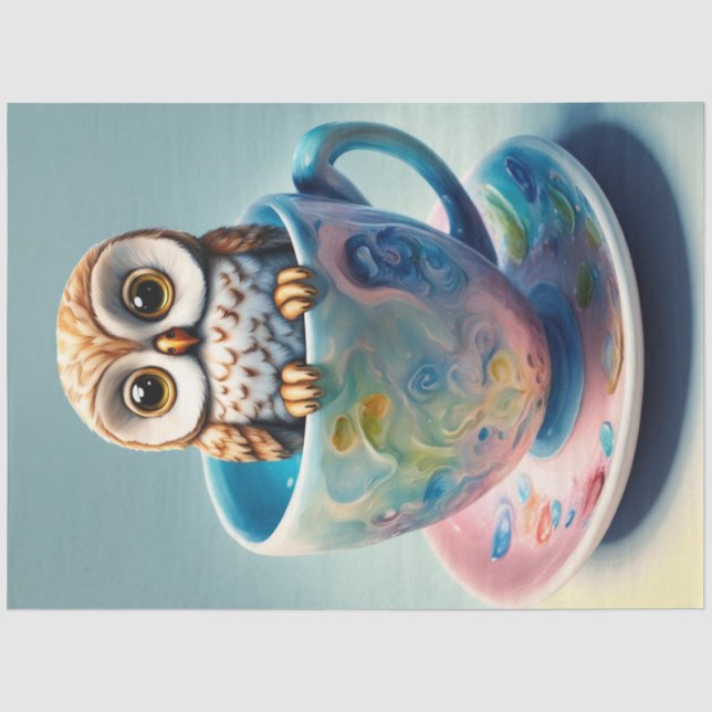 Adlige Babyschale in einem Teacup-Dekoupage Seidenpapier (Vorderseite)