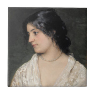 Adlige Dame mit Perlenkette Fliese