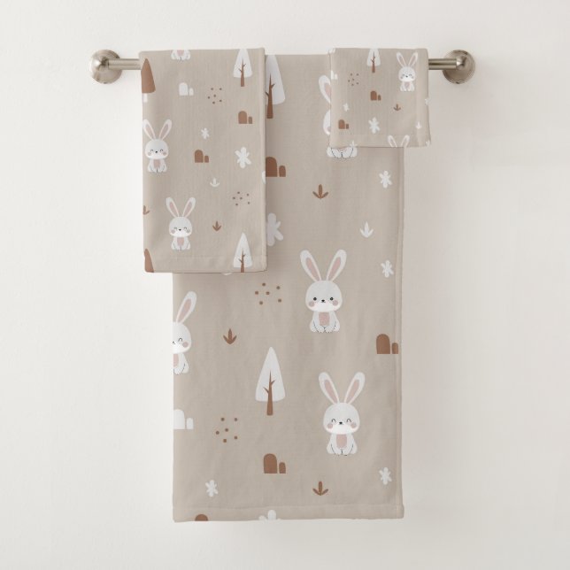 Adlige Kaninchen Muster Badetuch Set (Insitu)