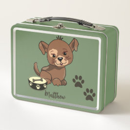 Adlige Puppy Bowl Paws & Bone Name Metall Brotdose